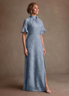 Azazie Hypatia Klänningar till brudens mor Klä Tubklänning i Blommig Utbrändhet Plisserad Dammblå image4