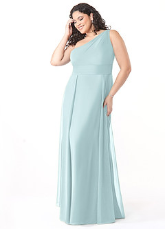 Azazie Dallas Bridesmaid Dresses Mist A-Line One Shoulder Chiffon Dress image8
