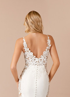 Azazie Estephanie Wedding Dresses Diamond White Caramel Mermaid Sequins Stretch Crepe Dress image6