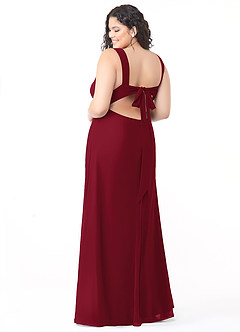 Azazie Christiana Bridesmaid Dresses Burgundy A-Line V-Neck Pleated Chiffon Dress image8