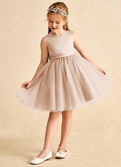 Azazie Jani Flower Girl Dresses English Rose A-Line Bow Tulle Dress image5