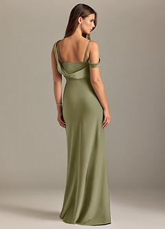 Azazie Madelyn Bridesmaid Dresses Pistachio Mermaid Off the Shoulder Stretch Satin Convertible Dress image2