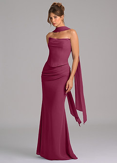 Azazie Sorrel Bridesmaid Dresses Mulberry Mermaid Corset Chiffon Dress image5