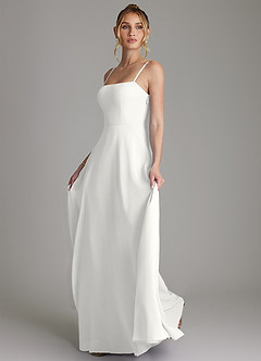 Azazie Elita Bridesmaid Dresses White A-Line Pleated Chiffon Dress image6