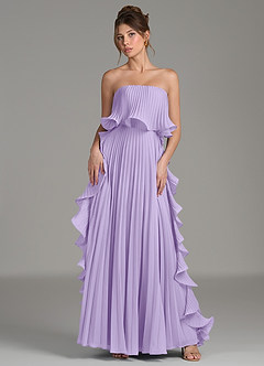 Azazie Alexia Robes de demoiselle d'honneur Robe Trapèze en Mousseline de soie Rayé Lilas image1