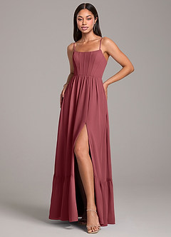 Azazie Kailee Bridesmaid Dresses Merlot A-Line with Pockets Chiffon Dress image5