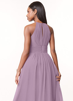 Azazie Bonnie Bridesmaid Dresses Wisteria A-Line Keyhole Ruched Chiffon Dress image4