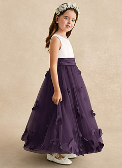 Azazie Vi Flower Girl Dresses Plum A-Line Sleeveless Tulle Dress image7