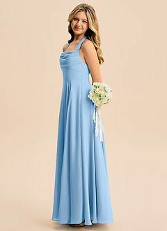 Azazie Kady Junior Robe Trapèze en Mousseline de soie Encolure en Forme de Cœur Poudre Bleue image5