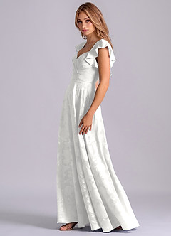 Azazie Leilani Robes de demoiselle d'honneur Robe Trapèze en Blumen-Burnout Encolure en Forme de Cœur Blanc image5