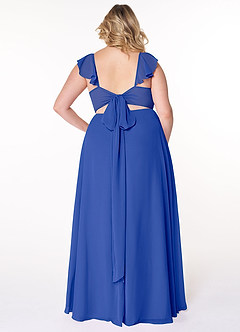 Azazie Everett Bridesmaid Dresses Royal Blue A-Line V-neck Ruched Chiffon Dress image7