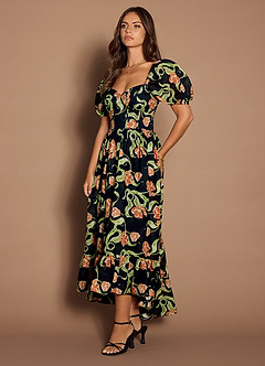 Leslie Black Multi Midi Dress image4