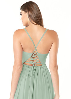 Azazie Aaida Bridesmaid Dresses Agave A-Line Corset Chiffon Dress image2