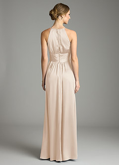 Azazie Bonnie Bridesmaid Dresses White Alabaster A-Line Pleated Stretch Satin Dress image5