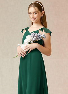 Azazie Everett Junior Emerald A-Line Chiffon Dress image6