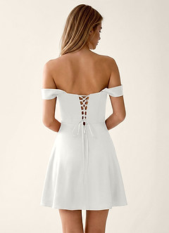 Sidonie White Satin Lace Up Back Mini Dress image6