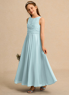 Azazie Ducky Girls Formal Sukienki dla dziewczynek sypiących kwiaty Linia A Pofałdowany Szyfon Długość kostki Sukienka image5