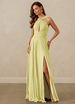 Christian Siriano Bridal for Azazie 1009 Bridesmaid Dresses Lemon Sorbet A-Line Pleated Chiffon Dress image8