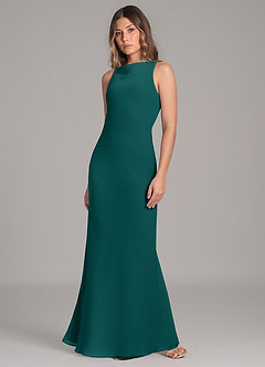 Azazie Allettie Robes de demoiselle d'honneur Robe Sirène en Mousseline de soie Paon image3