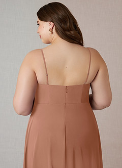 Azazie Emerald Final Sale Matcha A-Line Ruffled Chiffon Dress image10