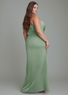 Azazie Calandra Robes de demoiselle d'honneur Robe Fourreau en Satin extensible Plissé Matcha image12