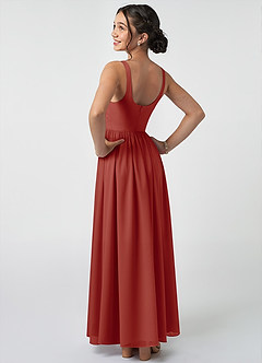 Azazie Keyla Junior A-Linie Plissee Chiffon Kleid Terrakotta image4