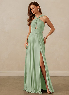 Christian Siriano Bridal for Azazie 1009 Robes de demoiselle d'honneur Robe Trapèze en Mousseline de soie Plissée Vert Sauge image8