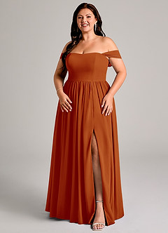 Azazie Calianna Bridesmaid Dresses Paprika A-Line Off the Shoulder Chiffon Convertible Dress image14
