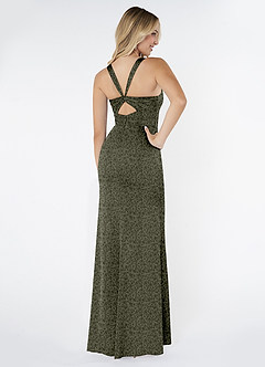 Azazie Mero Bridesmaid Dresses Willow Green Petite Garden Floral Mermaid Pleated Stretch Satin Dress image3