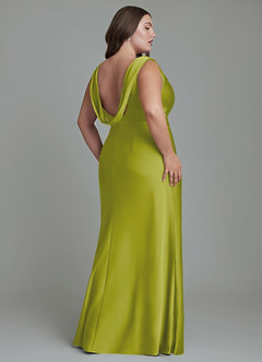 Azazie Kieryn Robes de demoiselle d'honneur Robe Sirène en Satin extensible Plissé Citronnelle image8