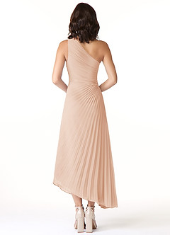 Azazie Kirra Robes de demoiselle d'honneur Robe Trapèze en Mousseline de soie Ue épaule Rose Perle image2
