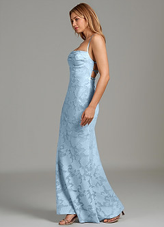 Azazie Ola Brautjungfernkleider Meerjungfrau-Linie Korsett Blumen-Burnout Kleid Himmelblau image5