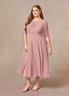 Azazie Dorothea Final Sale Dusty Rose A-Line Scoop lace Chiffon Dress image7