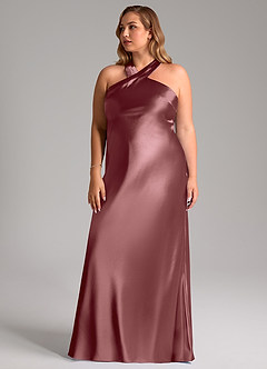 Azazie Doretta Bridesmaid Dresses Vintage Mauve Mermaid Bow Metallic Satin Dress image12