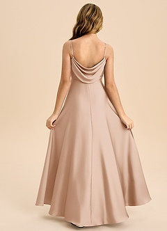 Azazie Bug Junior Robe Trapèze en Satin extensible Plissée Rose Perle image1