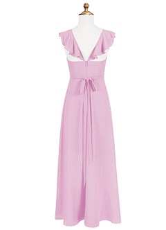 Azazie Emily Junior Robe Trapèze en Mousseline de soie Rayé Rose Bonbon image6