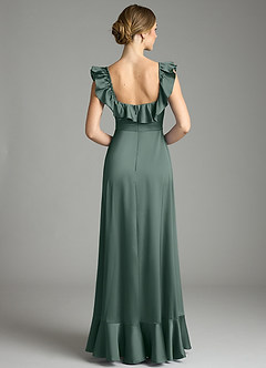 Azazie Lyra Bridesmaid Dresses Sea Moss A-Line Off the Shoulder Stretch Satin Convertible Dress image8