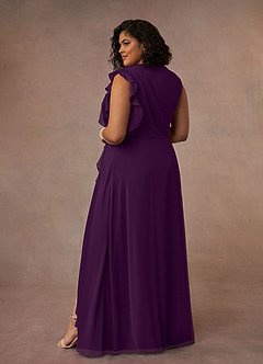 Azazie Narine Mother of the Bride Dresses Grape A-Line High Neckline Pleated Chiffon Dress image17