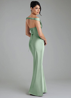 Azazie Stella At-home Try On Dresses Agave Sheath Corset Stretch Satin Convertible Dress image2