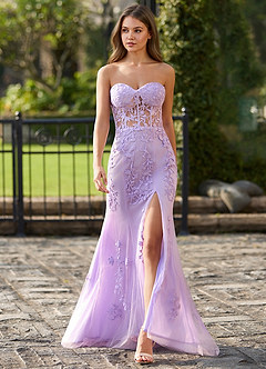 Lacefloral Purper Zijde-achtige satijnen galajurk image4