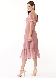 Azazie Baby Final Sale Dusty Blue A-Line Sweetheart Ruched Chiffon Dress image4