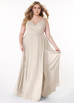 Azazie Lennon Bridesmaid Dresses White Alabaster A-Line Lace Chiffon Dress image7