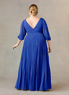 Azazie Zahara Mother of the Bride Dresses Royal Blue A-Line V-Neck Pleated Chiffon Dress image8