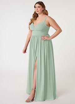 Azazie Chanel Bridesmaid Dresses Agave A-Line Pleated Chiffon Dress image10