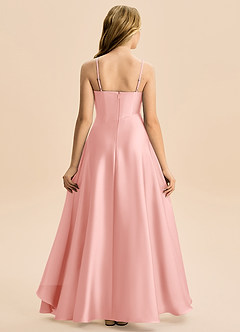 Azazie Eirlys Junior Jurk van Stretch Satijn met A-Lijn Geplooid Poederroze image2