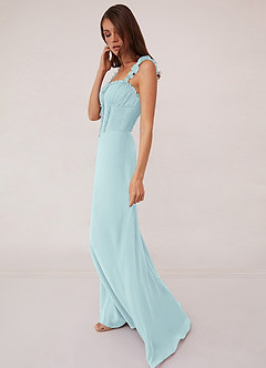 Barbie ♥ Azazie Bridesmaid Dresses Sea Glass A-Line Sweetheart Neckline Chiffon Dress image4