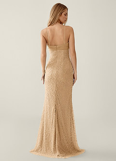 Jasminiah Champagne Pearl-Embellished Lace/Chiffon Prom Dress image7