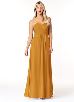 Azazie Yazmin Bridesmaid Dresses Butterscotch A-Line Sweetheart Neckline Chiffon Convertible Dress image4