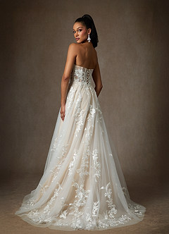 Azazie Aurorie Robes de mariée Robe Trapèze en Tulle Paillettes Diamant Blanc Champagne image2