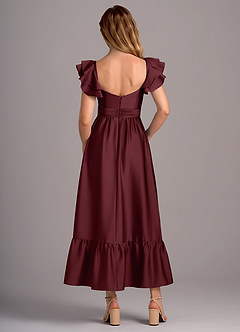 Azazie Anaya Bridesmaid Dresses Cabernet A-Line Sweetheart Neckline Stretch Satin Convertible Dress image2